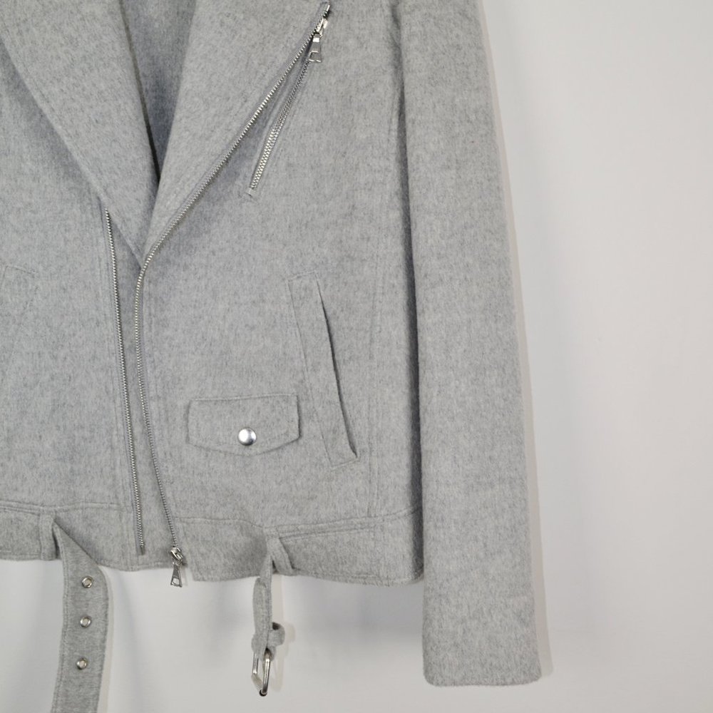 Theory Wool Cashmere Grey Tralsmin Moto Biker Jacket Size P/XS - Picture 9 of 13